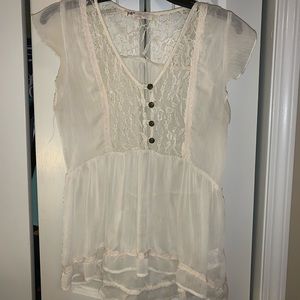 White Sheer/Lace Top